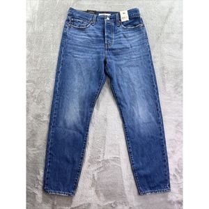 Levis Jeans Womens 29 Blue Wedgie Button Fly High Rise Tapered Distressed Cotton